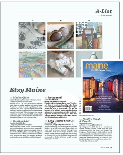 lovinganvil in the january 2013 issue of maine magazine.  article by joe herbert, photo credit, peter frank edwards